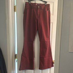 DG2 by Diane Gilman Deep Red Flare Pants